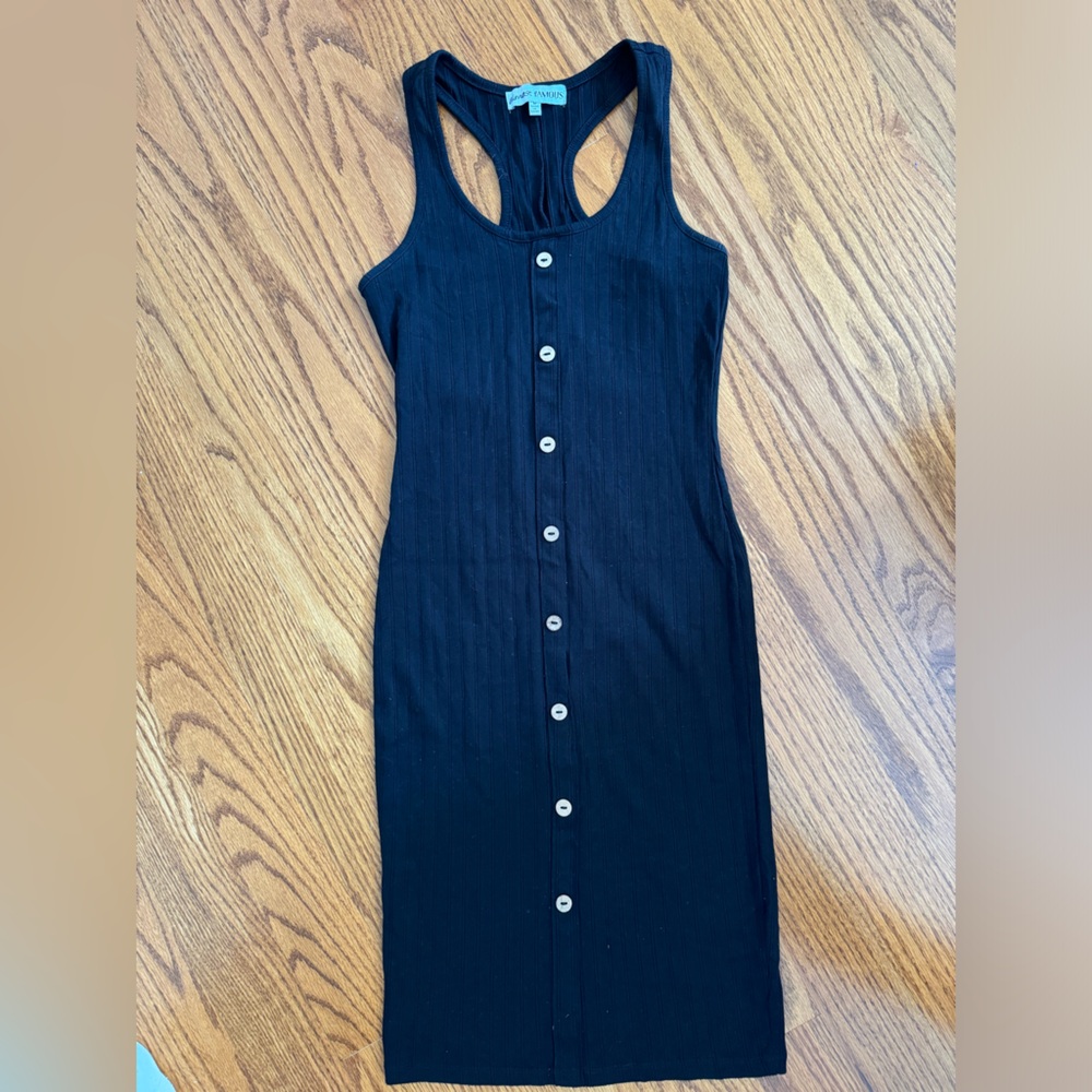 Forever 21 black button down midi dress.